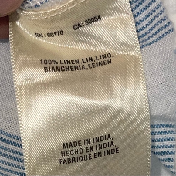 MAEVE Anthropologie Blue White Linen Lace Sleeveless Edinboro Top Small - Picture 7 of 8